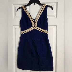 Lilly Pulitzer Navy Dress with Gold Detailing
